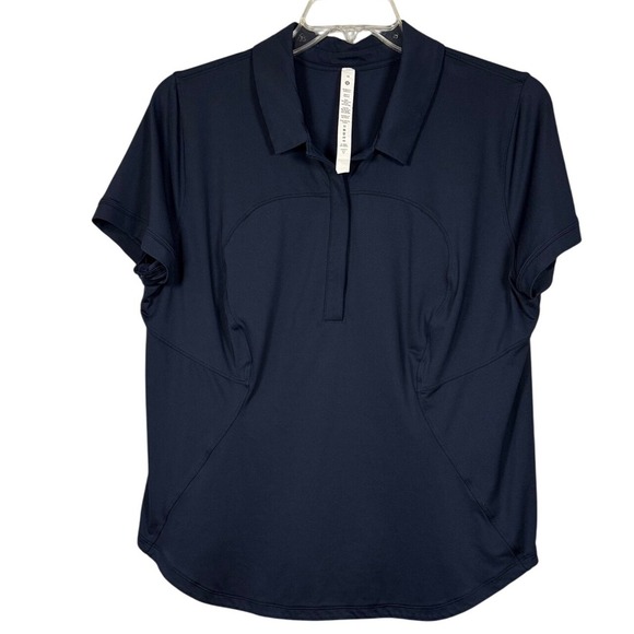 Lululemon Women's Quick-Drying Short Sleeve Polo Shirt, True Navy, Size 14 - Picture 3 of 8